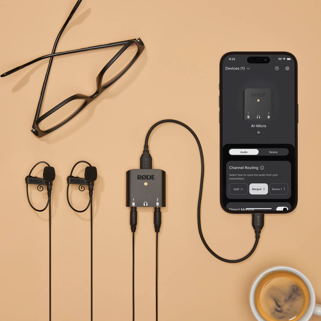 2本のマイクとRØDE Centralを組み合わせる例。 写真:RØDE。