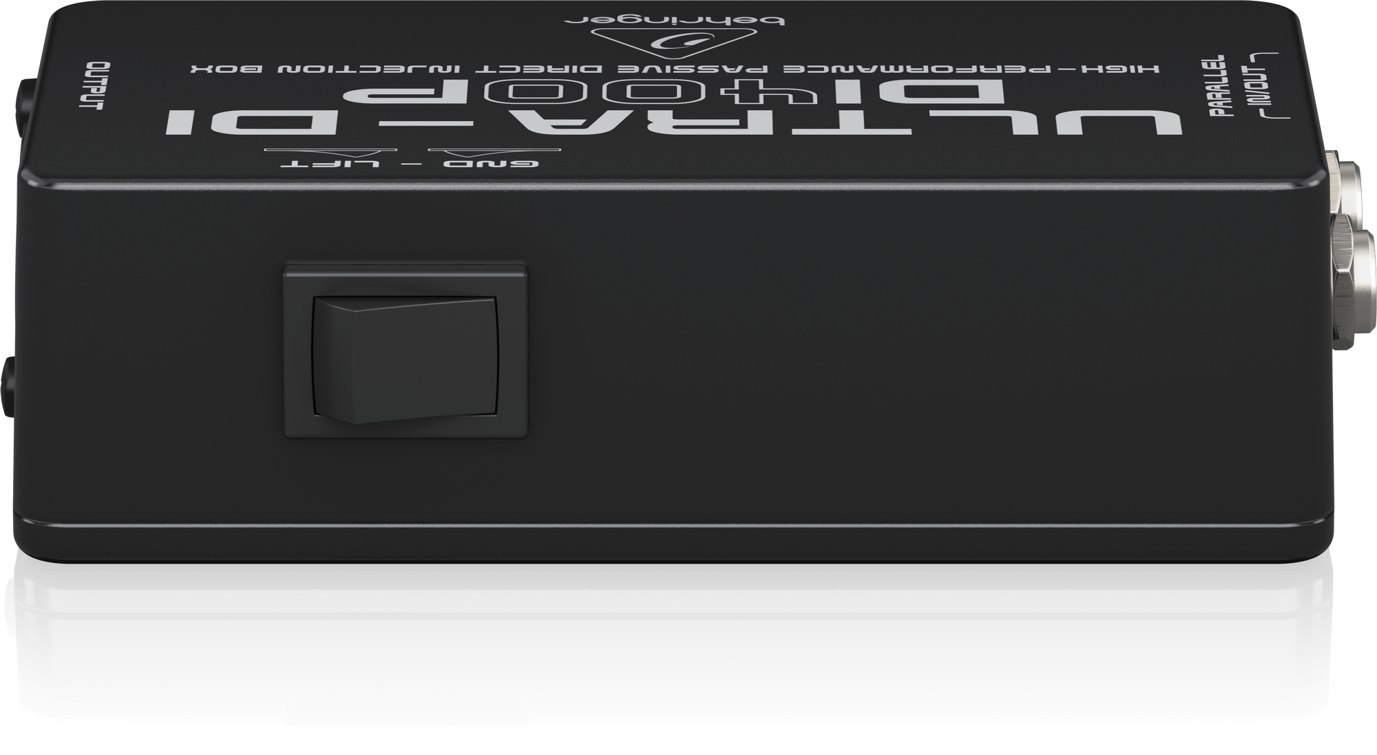 DI400P背面側の公式写真。GND LIFT用スイッチと上面の位置表示が分かります。