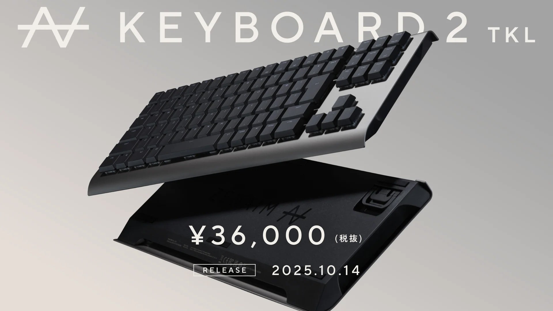 独立したファンクションキー列と矢印キー群があるZENAIM KEYBOARD2 TKL USの表裏