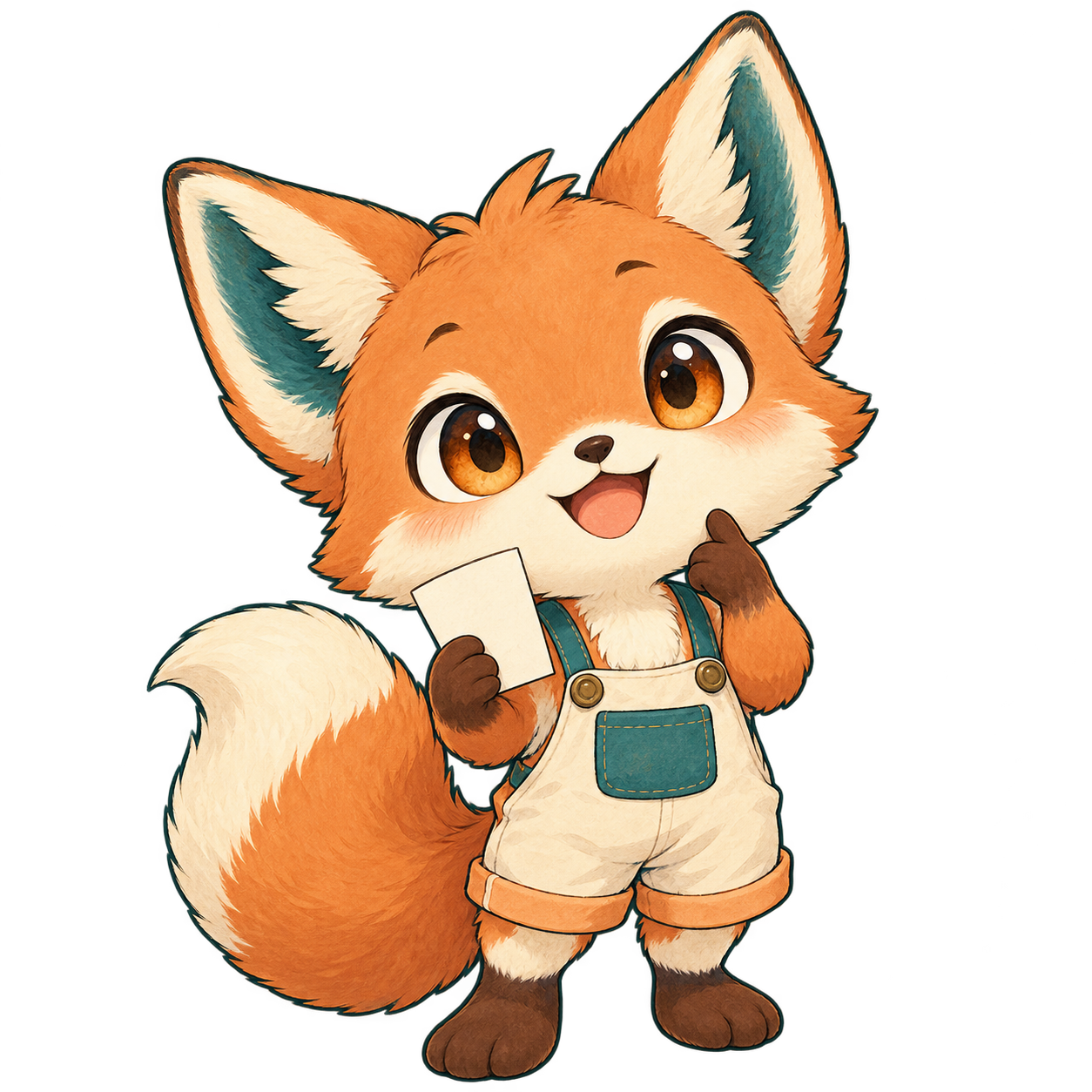 質問役メモ。オレンジ色のキツネのオリジナル案内キャラクター。