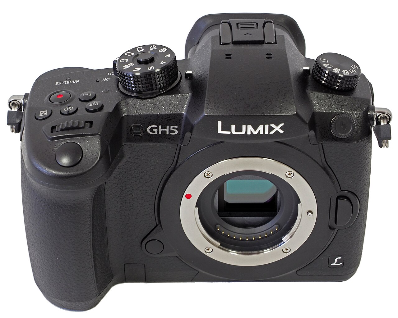 初代LUMIX GH5ブラックのレンズを外したボディー正面