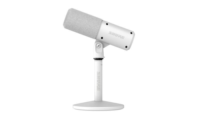 Shure MV6 Gen 2ホワイト本体と付属卓上スタンドのメーカー製品画像